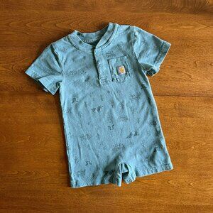 Carhartt teal blue farmyard romper 12m